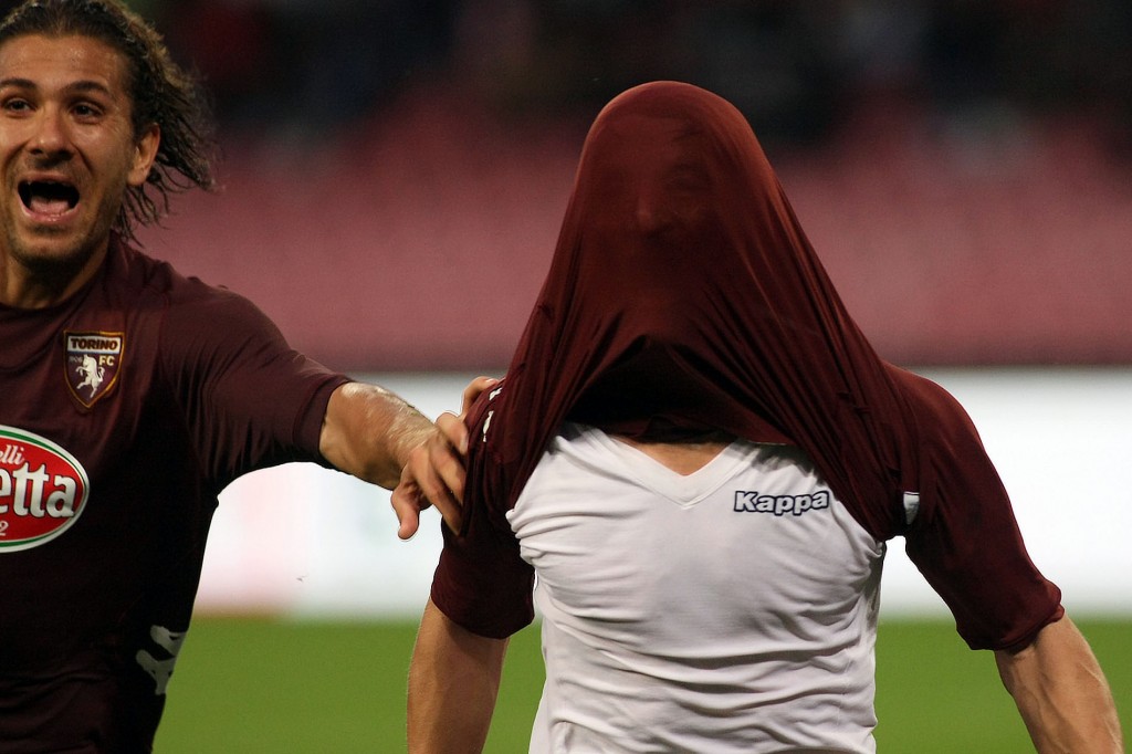 Napoli-Torino, l'esultanza di Sansone dopo il gol del pareggio