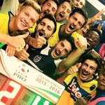 Graziano festeggia la prima vittoria del suo Renate a Salò (foto tratta da Instagram) italia granata parigini