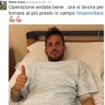 Aramu twitta post operazione