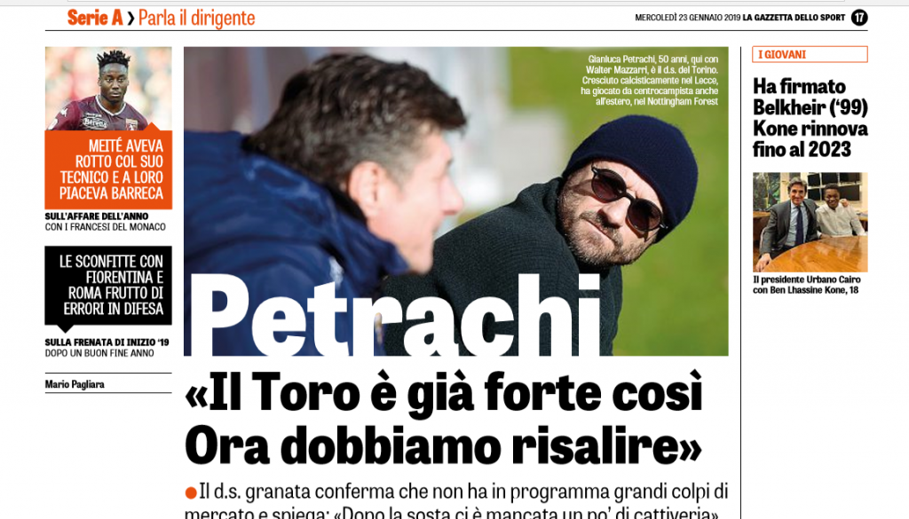 gazzetta dello sport 23/01