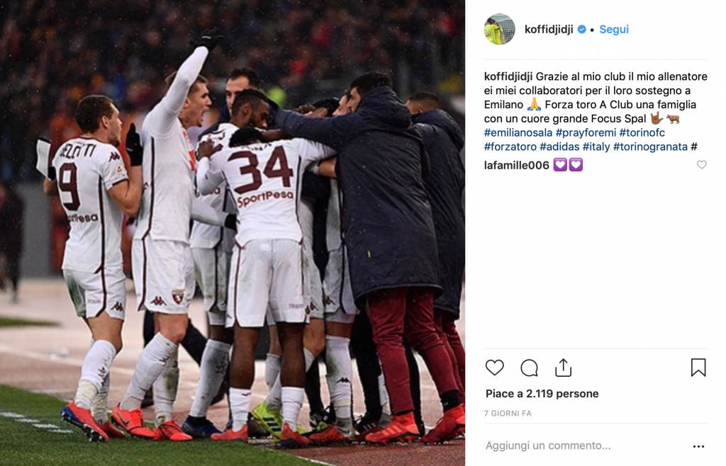 Djidji post Emiliano Sala