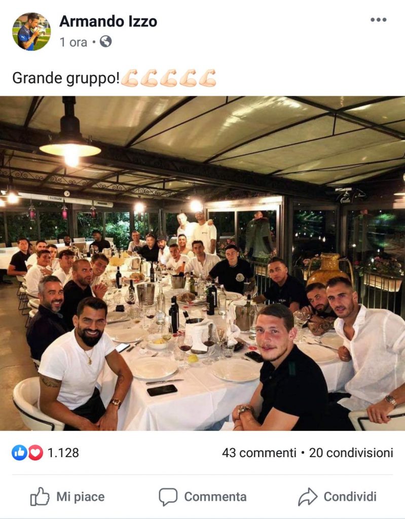 cena di squadra izzo fb