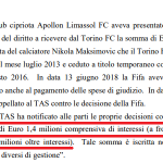 Bilancio Torino 2019, contenzioso Maksimovic