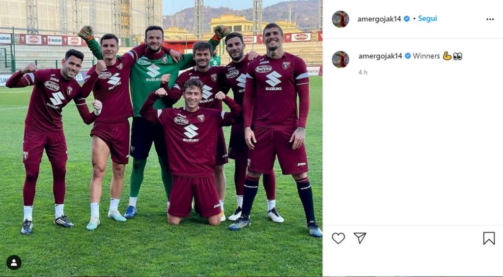 Allenamento, foto Gojak su Instagram