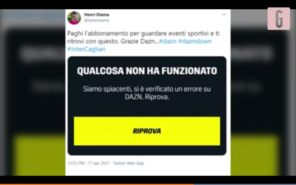 video gazzetta problemi dazn