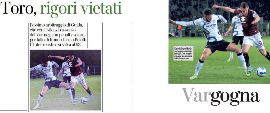 rigore ranocchia giornali