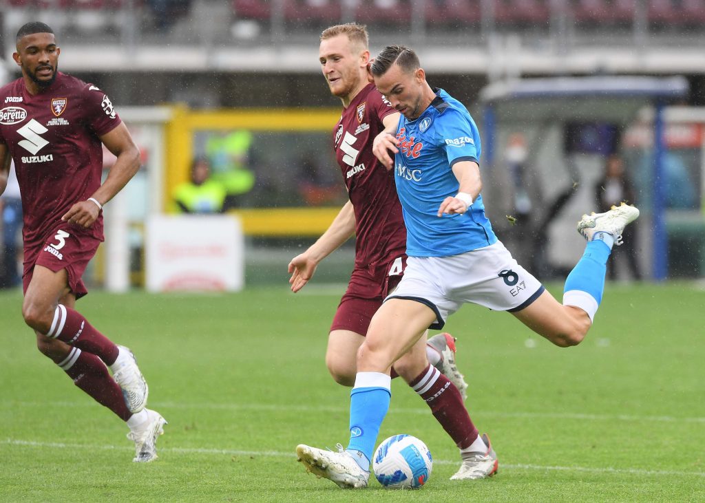 TURIN, ITALY - MAY 07: Fabián Ruiz of Napoli scores the 0-1 goal of Napoli during the Serie A match between Torino FC and SSC Napoli at Stadio Olimpico di Torino on May 07, 2022 in Turin, Italy. (Photo by SSC NAPOLI/SSC NAPOLI via Getty Images)