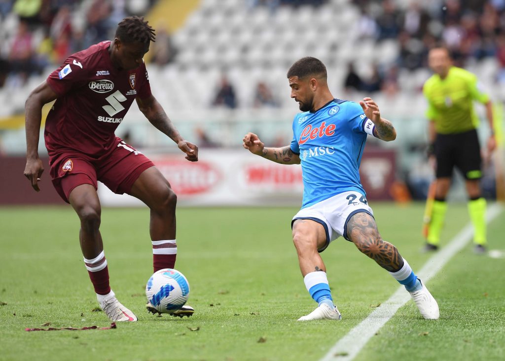 TURIN, ITALY - MAY 07: Lorenzo Insigne of Napoli during the Serie A match between Torino FC and SSC Napoli at Stadio Olimpico di Torino on May 07, 2022 in Turin, Italy. (Photo by SSC NAPOLI/SSC NAPOLI via Getty Images)