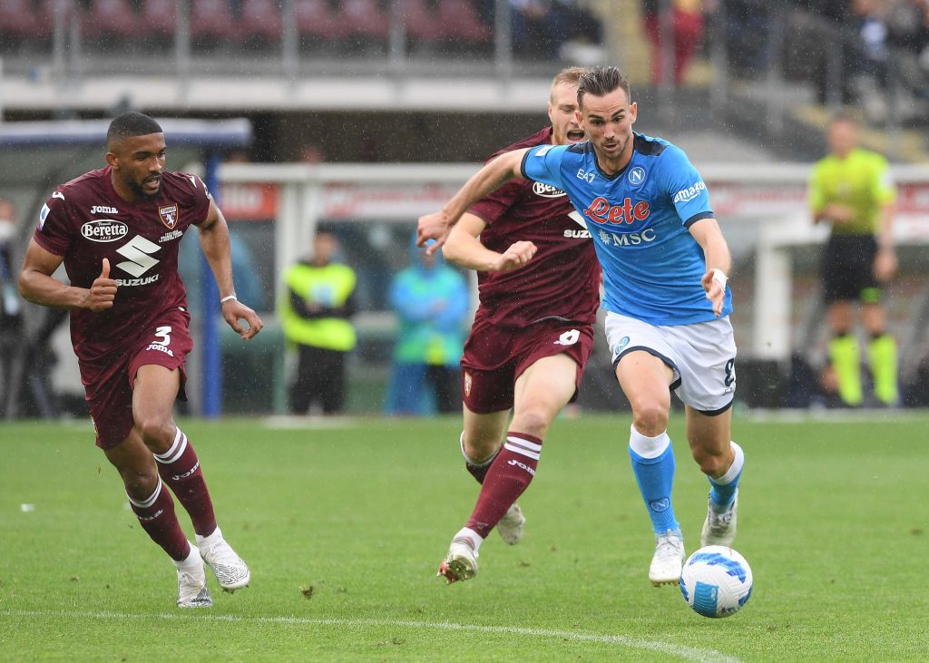TURIN, ITALY - MAY 07: Fabián Ruiz of Napoli scores the 0-1 goal of Napoli during the Serie A match between Torino FC and SSC Napoli at Stadio Olimpico di Torino on May 07, 2022 in Turin, Italy. (Photo by SSC NAPOLI/SSC NAPOLI via Getty Images)