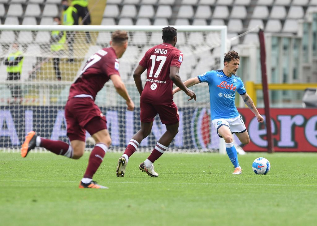 TURIN, ITALY - MAY 07: Mario Rui of Napoli during the Serie A match between Torino FC and SSC Napoli at Stadio Olimpico di Torino on May 07, 2022 in Turin, Italy. (Photo by SSC NAPOLI/SSC NAPOLI via Getty Images)