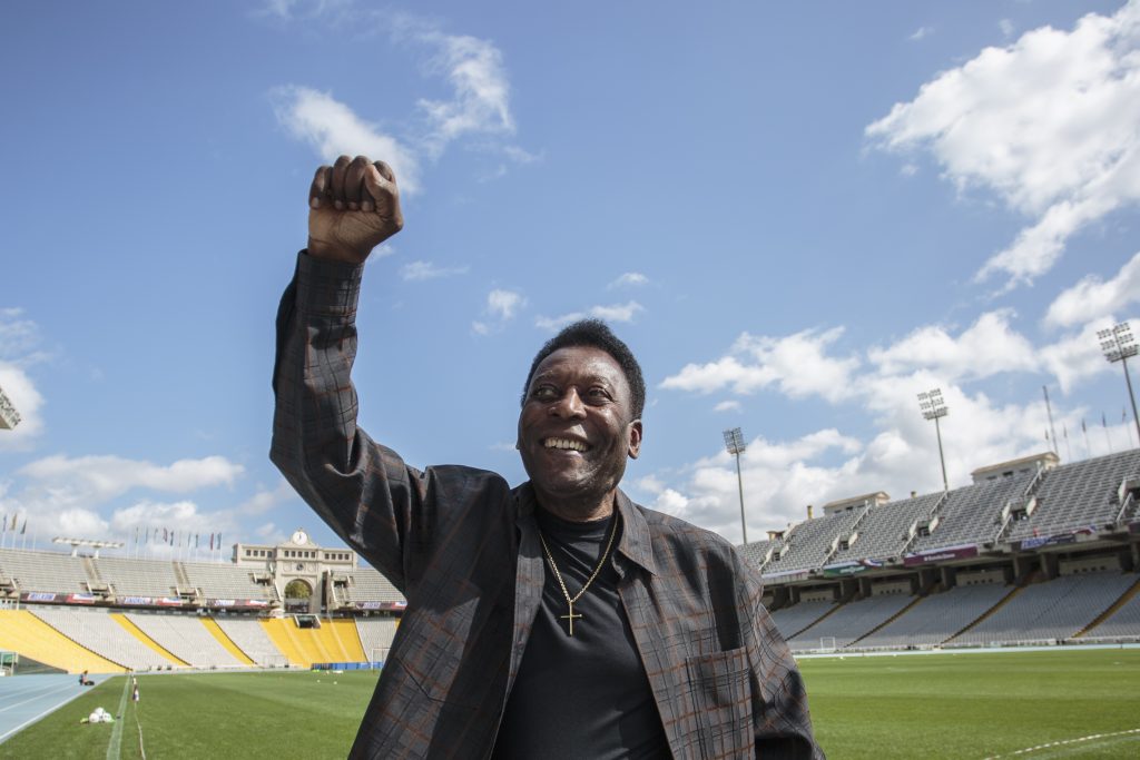Soccer Legend Pele Visits Olympic Stadium In Barcelona