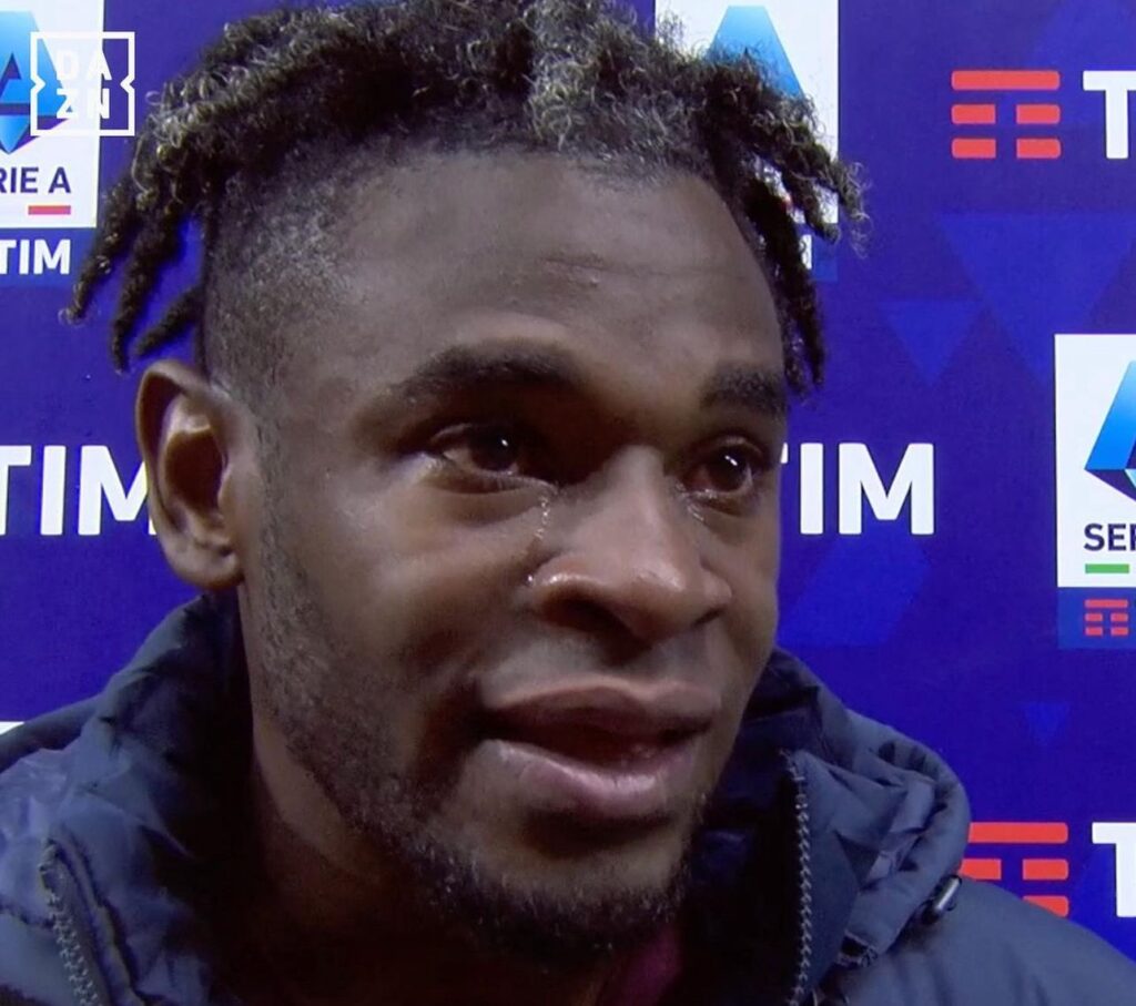 Duvan Zapata nell'intervista a caldo (fermo immagine Dazn)