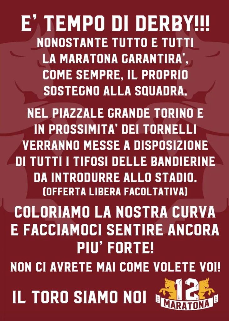 curva Maratona comunicato derby