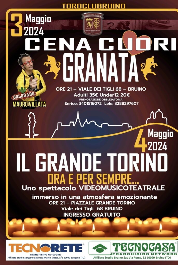 locandina 3-4 maggio 2024 toro club Bruino