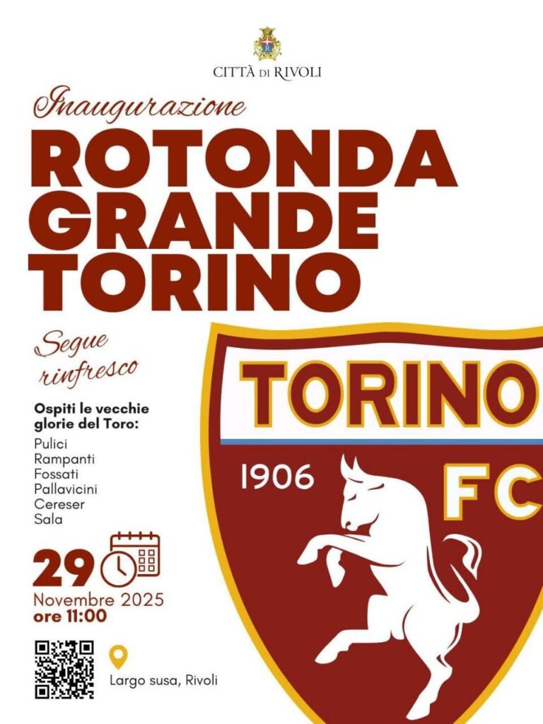Locandina inaugurazione Rotonda Grande Torino 2025 Rivoli